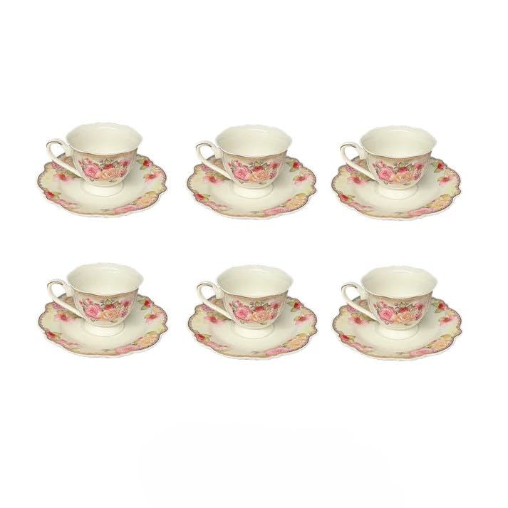 12 Piece Porcelain Tea Cup and Saucer Set R4272