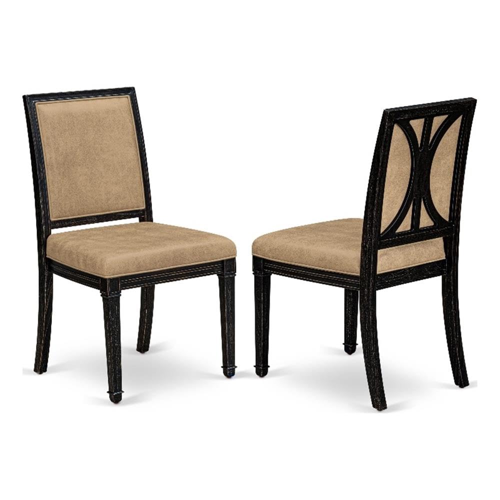 Acacia Wood Beige PU Leather Dining Chairs Set of 2 K768