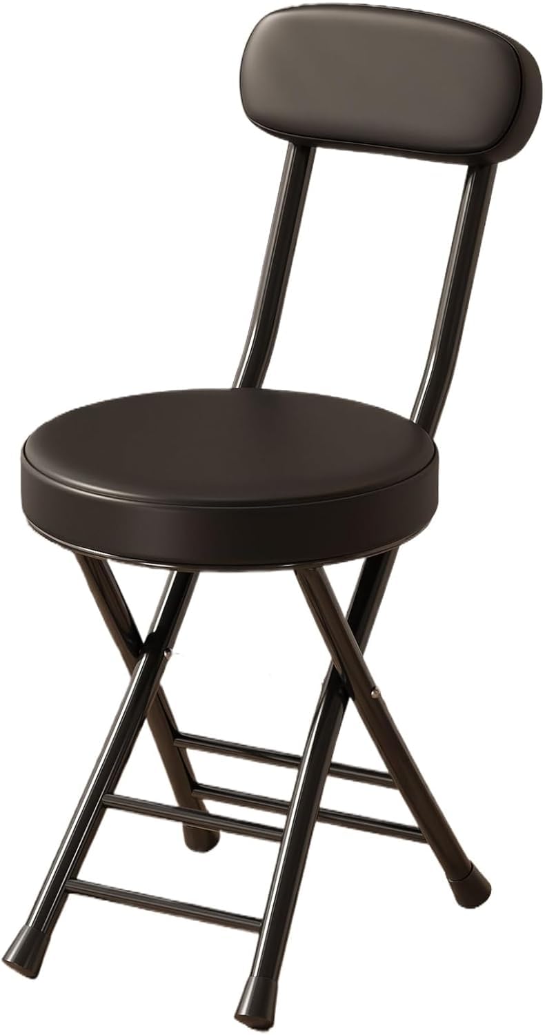 Folding Bar Stool with Backrest 18 inch Black Q298