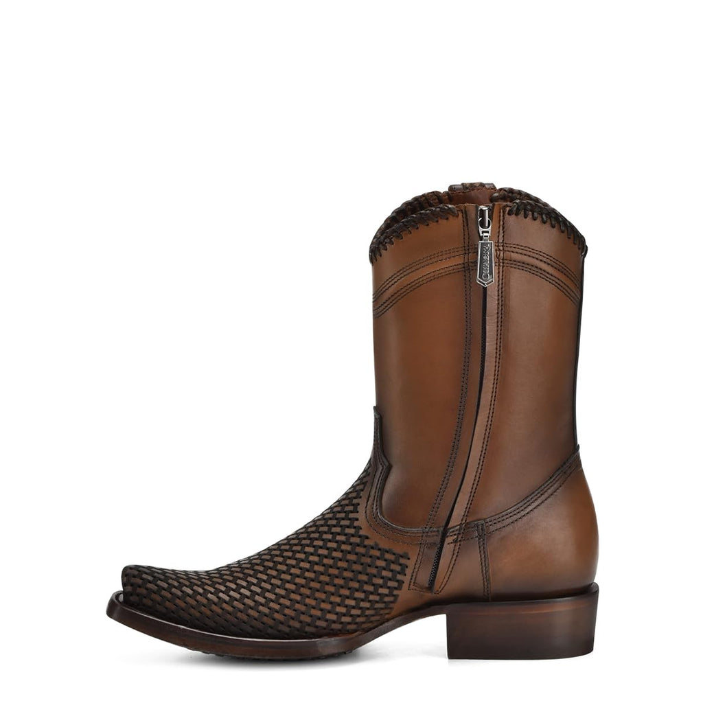 Western Boot Genuine Bovine Leather Side Zip Honey Z758046