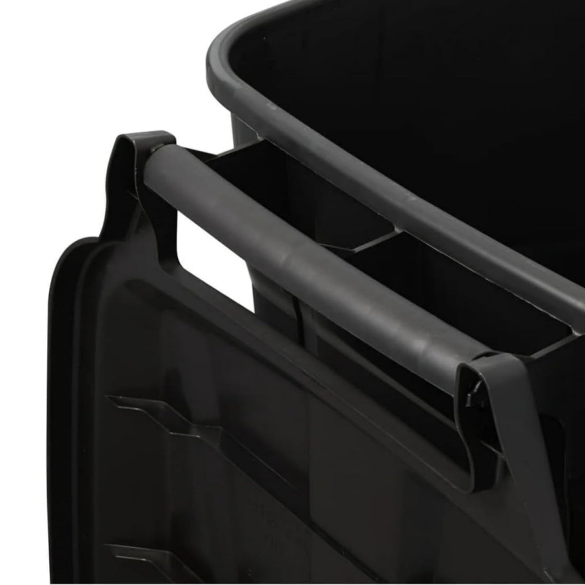 Black 45 Gallon Wheeled Heavy Duty Plastic Trash Can with Lid B484