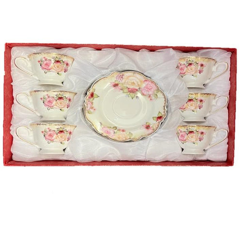 12 Piece Porcelain Tea Cup and Saucer Set R4272