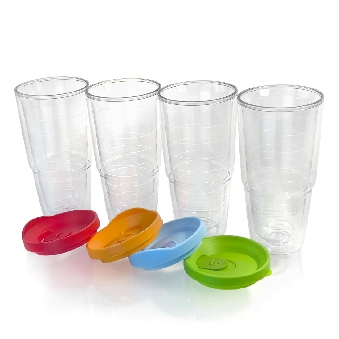 20 oz 4 Pack Double Wall Clear Acrylic Tumbler Cups with Lids R399