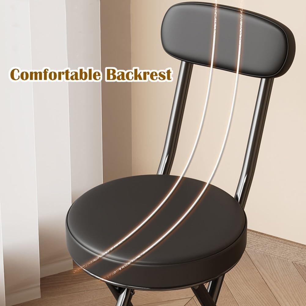 Folding Bar Stool with Backrest 18 inch Black Q298