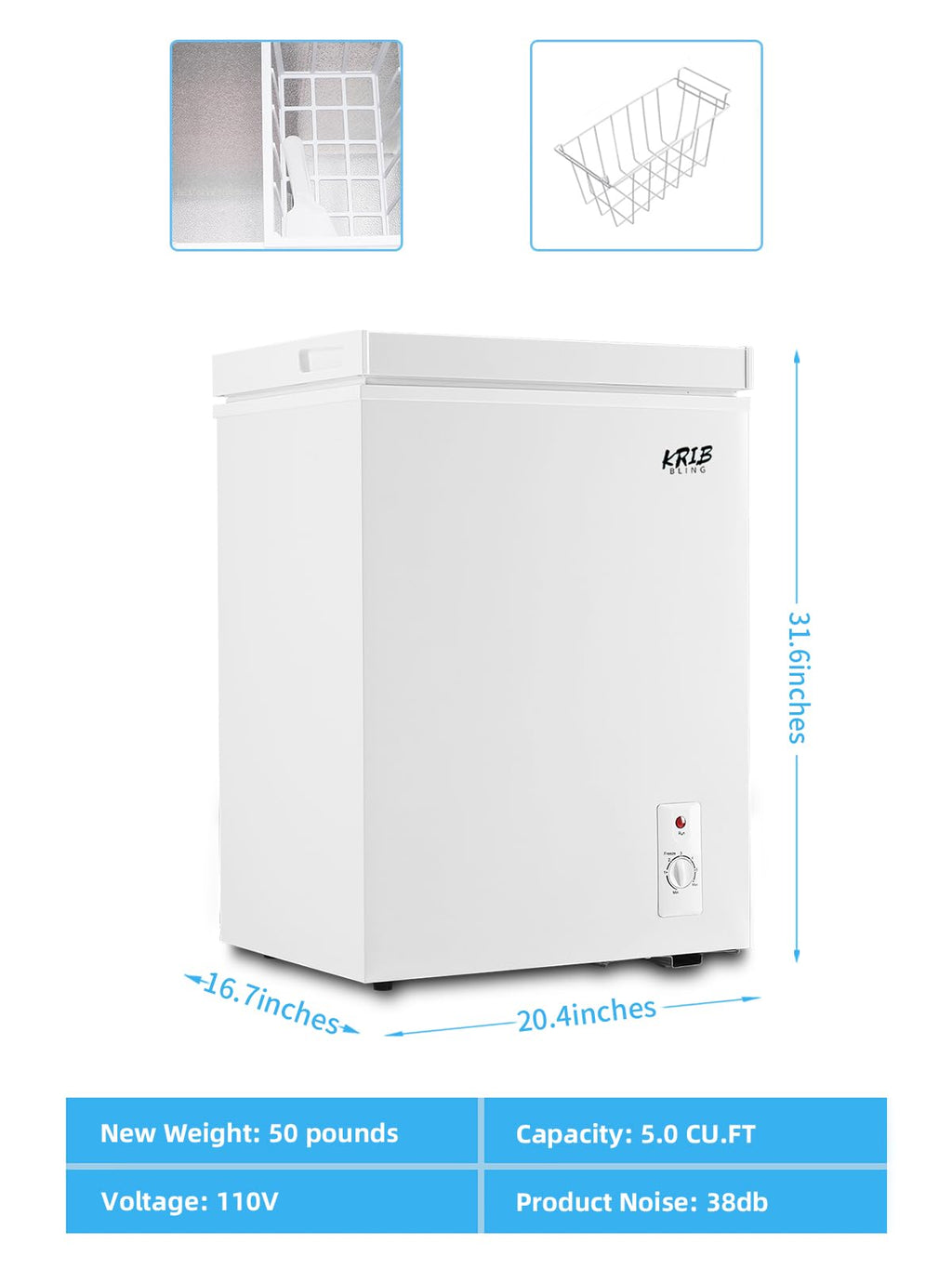 White 5.0 cu.ft Chest Freezer D396