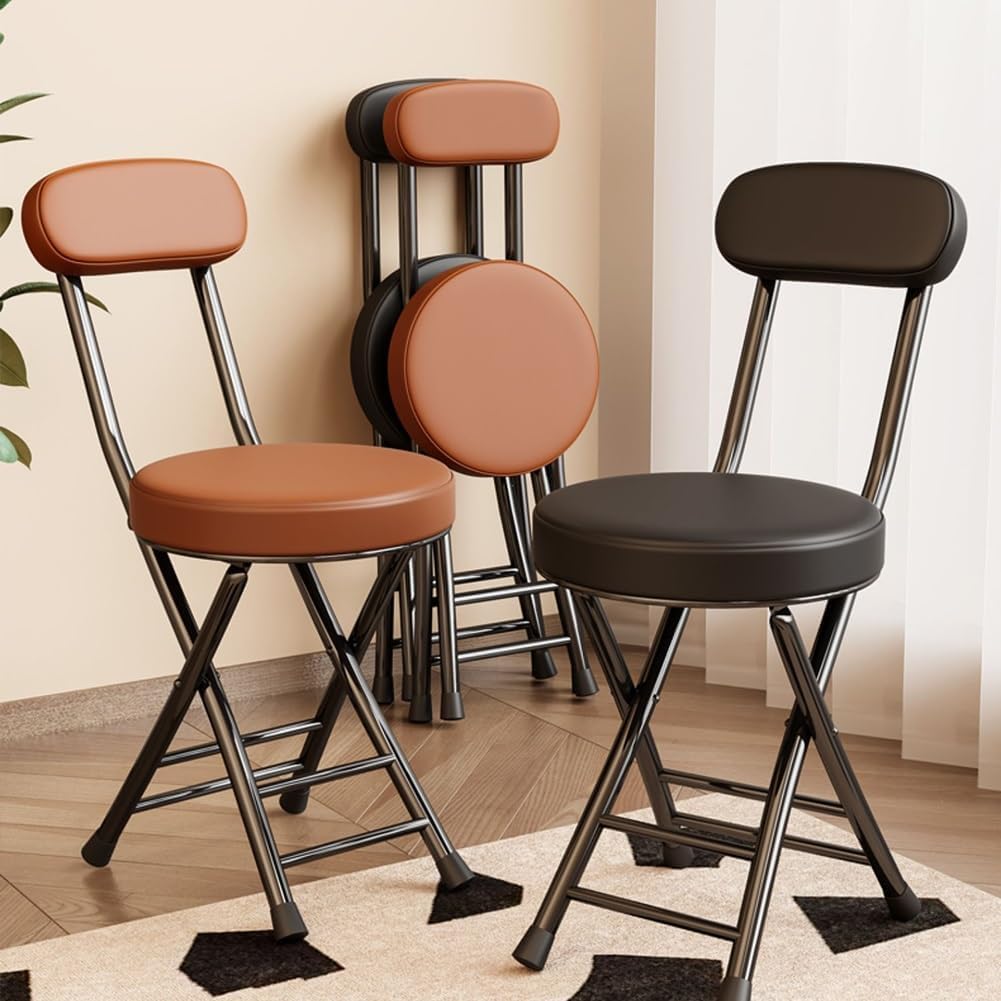 Folding Bar Stool with Backrest 18 inch Black Q298
