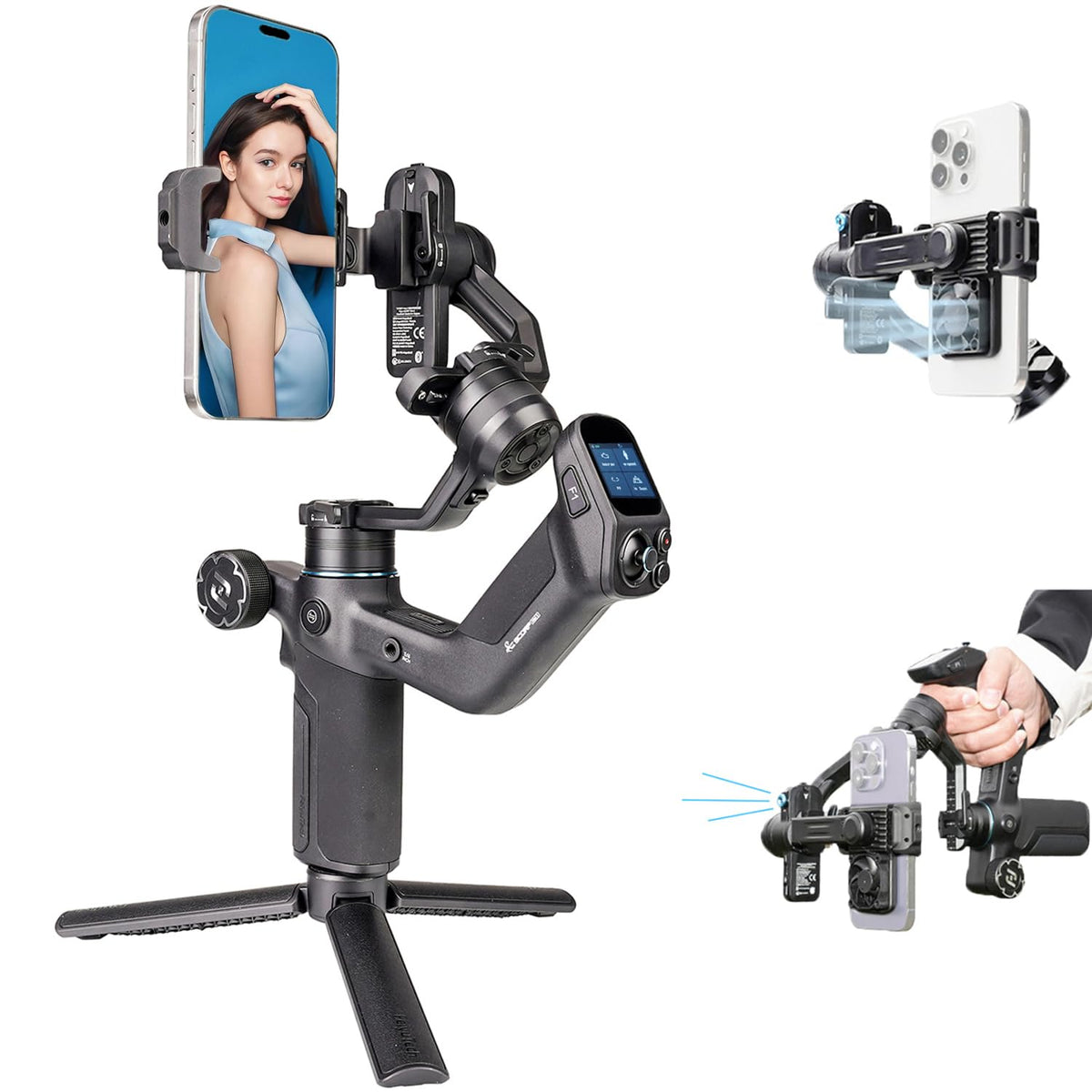 3-Axis Phone Gimbal Stabilizer with Integrated Grip N931115