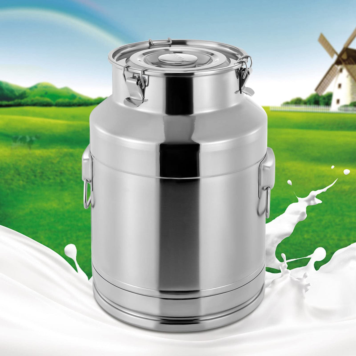 7 Gallon Stainless Steel Milk Can with Sealed Lid D58743