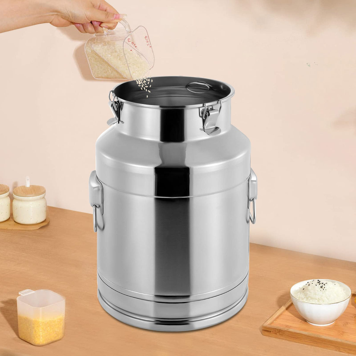 7 Gallon Stainless Steel Milk Can with Sealed Lid D58743