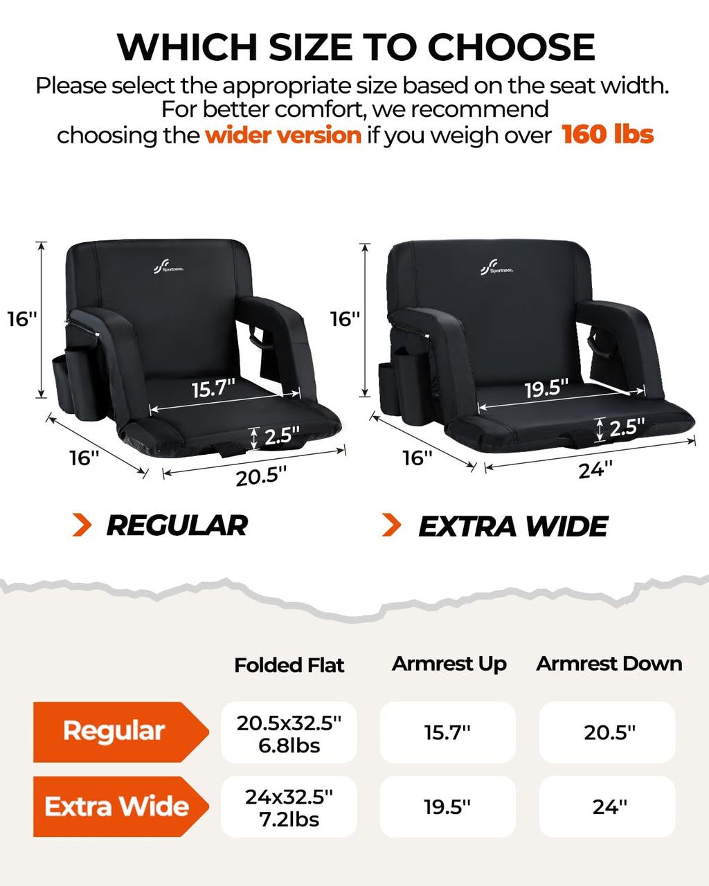 Stadium Seats with Back Support 2.5'' Thick Cushion 6 Adjustable Angle Bleacher Seat with Armrest R460