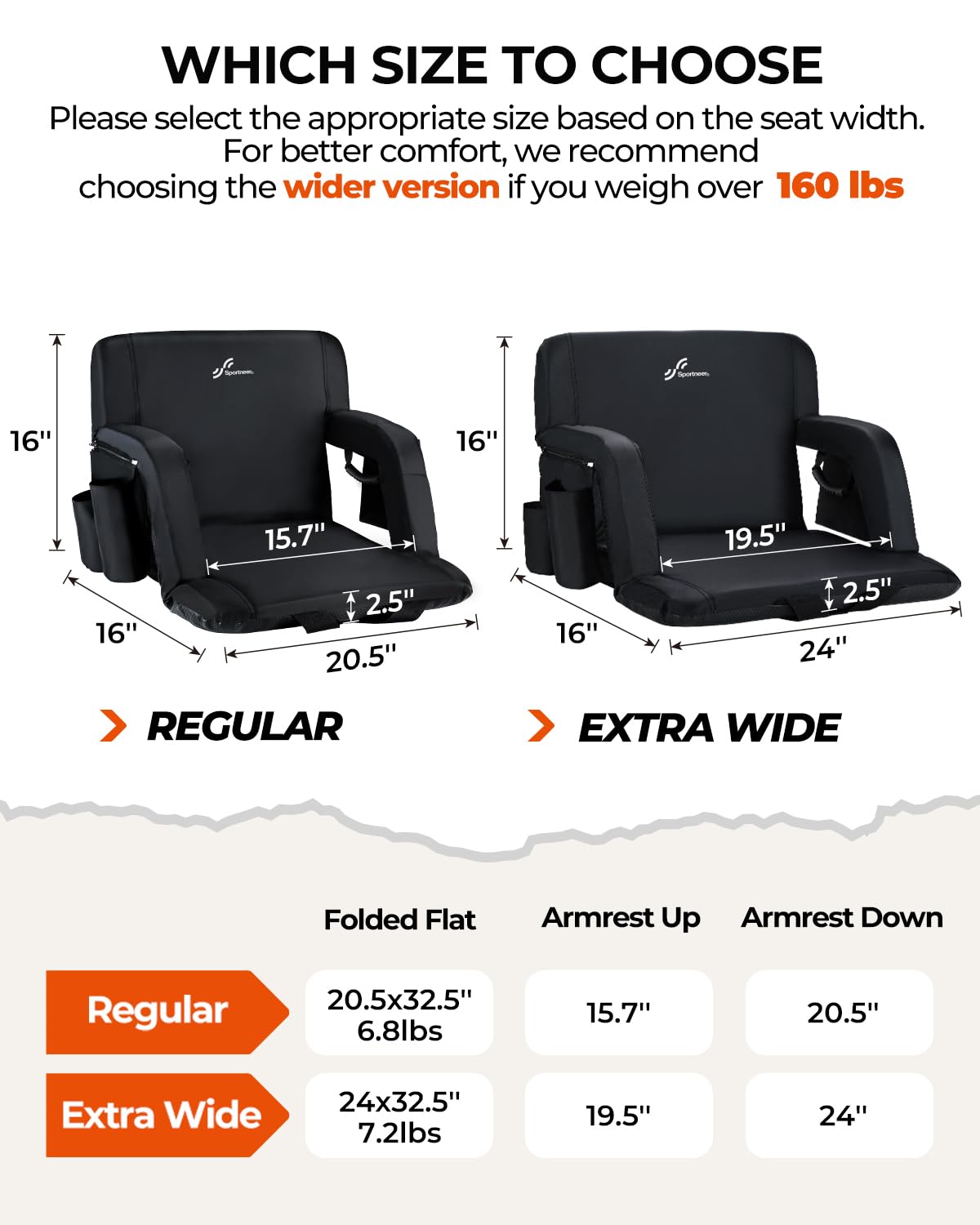 Stadium Seats with Back Support 2.5'' Thick Cushion 6 Adjustable Angle Bleacher Seat with Armrest R460