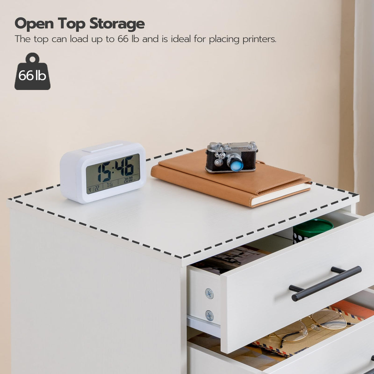 White 7 Drawer Wood File Cabinet X30088