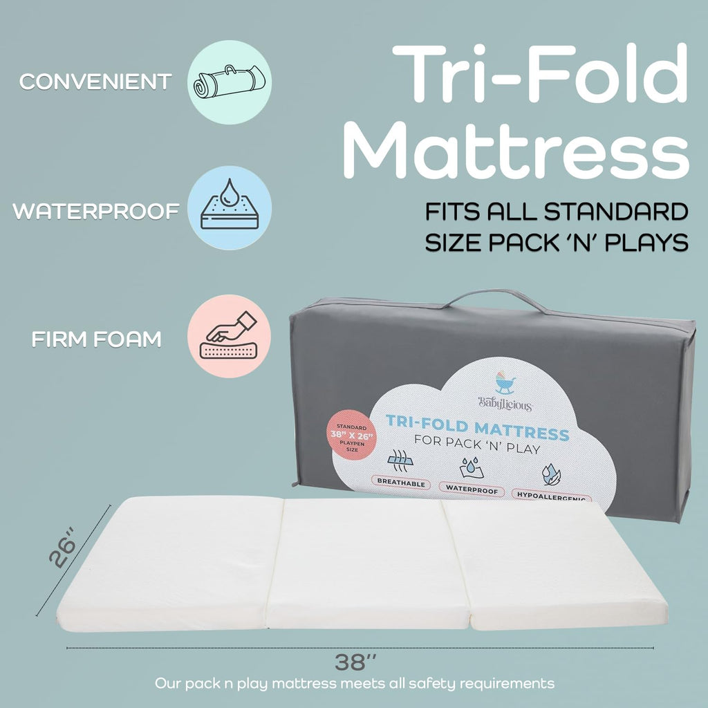 Pack and Play Mattress Topper 38" x 26" Trifold Foam H216932