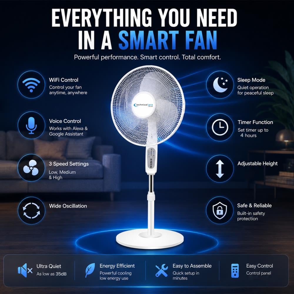 16" Standing Fan with WiFi Control C6423
