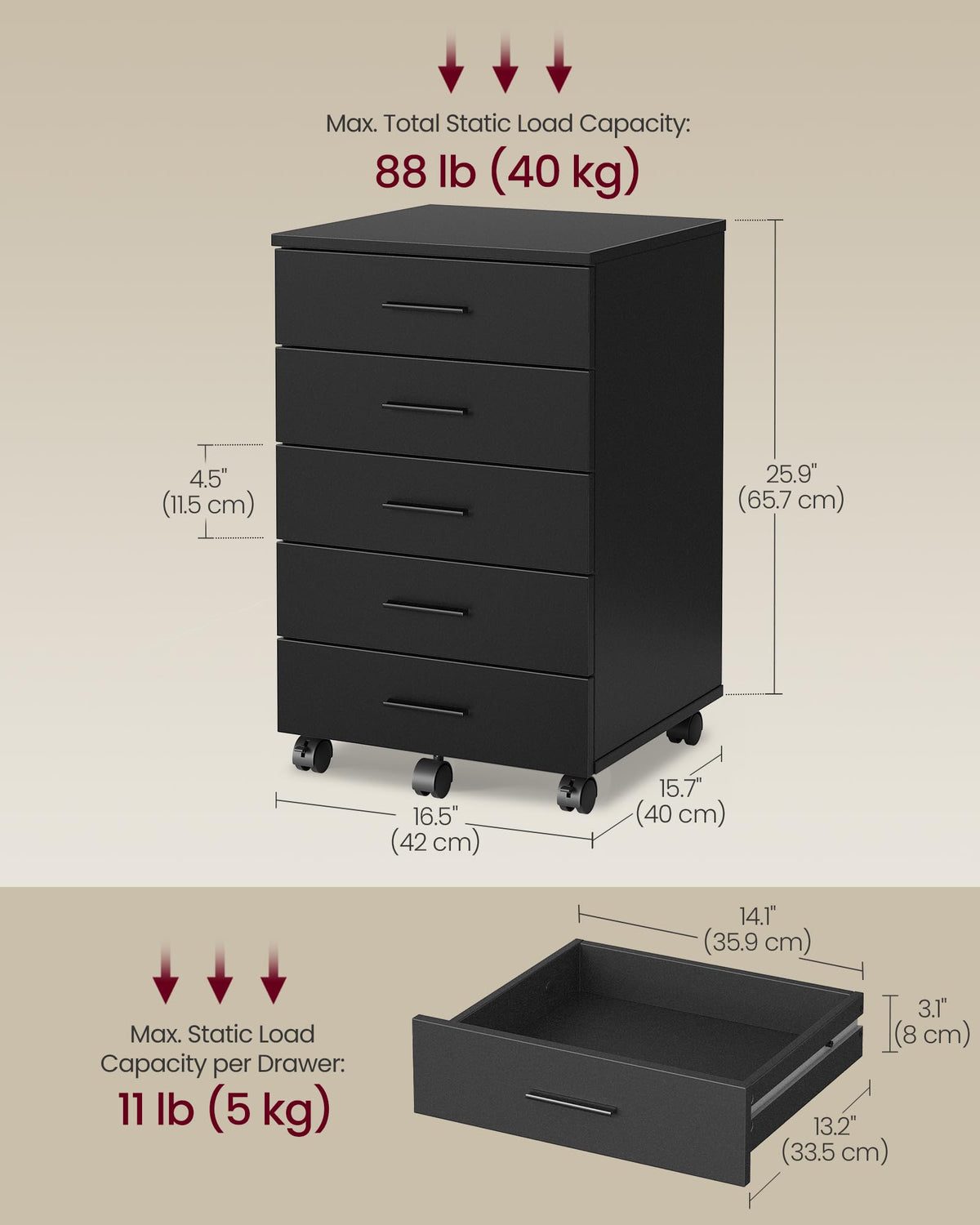 Mobile Pedestal Filing Cabinet with Wheels X877