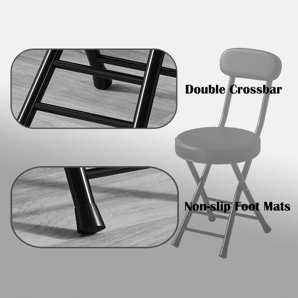 Folding Bar Stool with Backrest 18 inch Black Q298