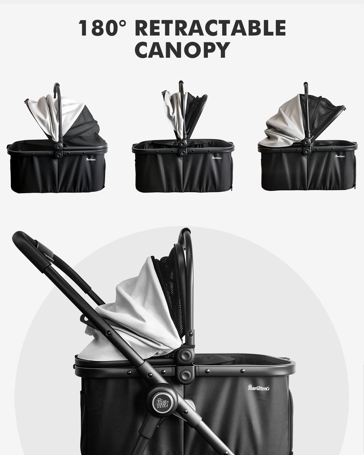 Black Foldable Pet Stroller with Detachable Carrier V668346