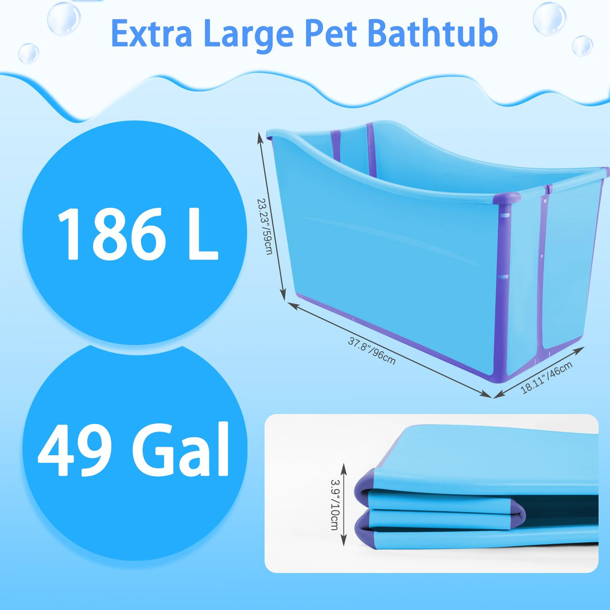 Collapsible Extra Large Dog Bathtub with Drainage Pipe S782