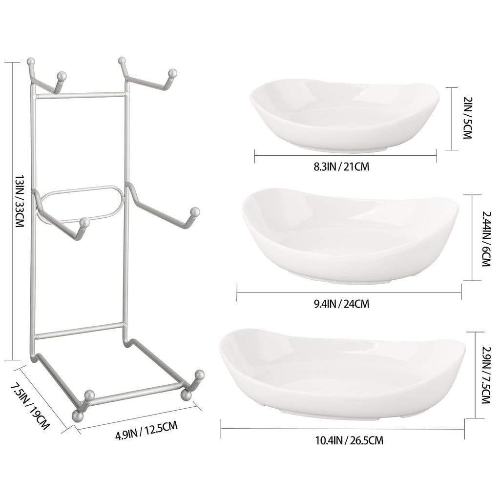 3 Tier Ceramic Fruit Bowl with Metal Stand I961505