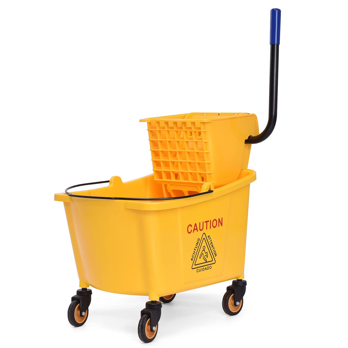 Yellow 35 Quart Commercial Mop Bucket with Wringer C80752