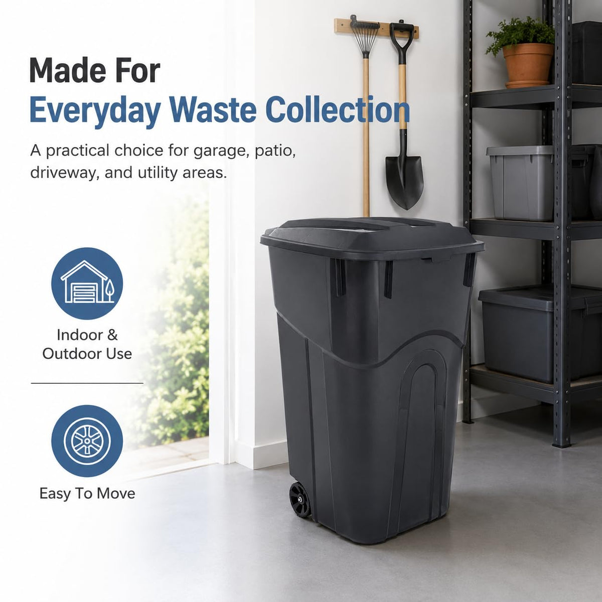 32-Gallon Heavy-Duty Wheeled Trash Can with Click-Lock Lid N73246