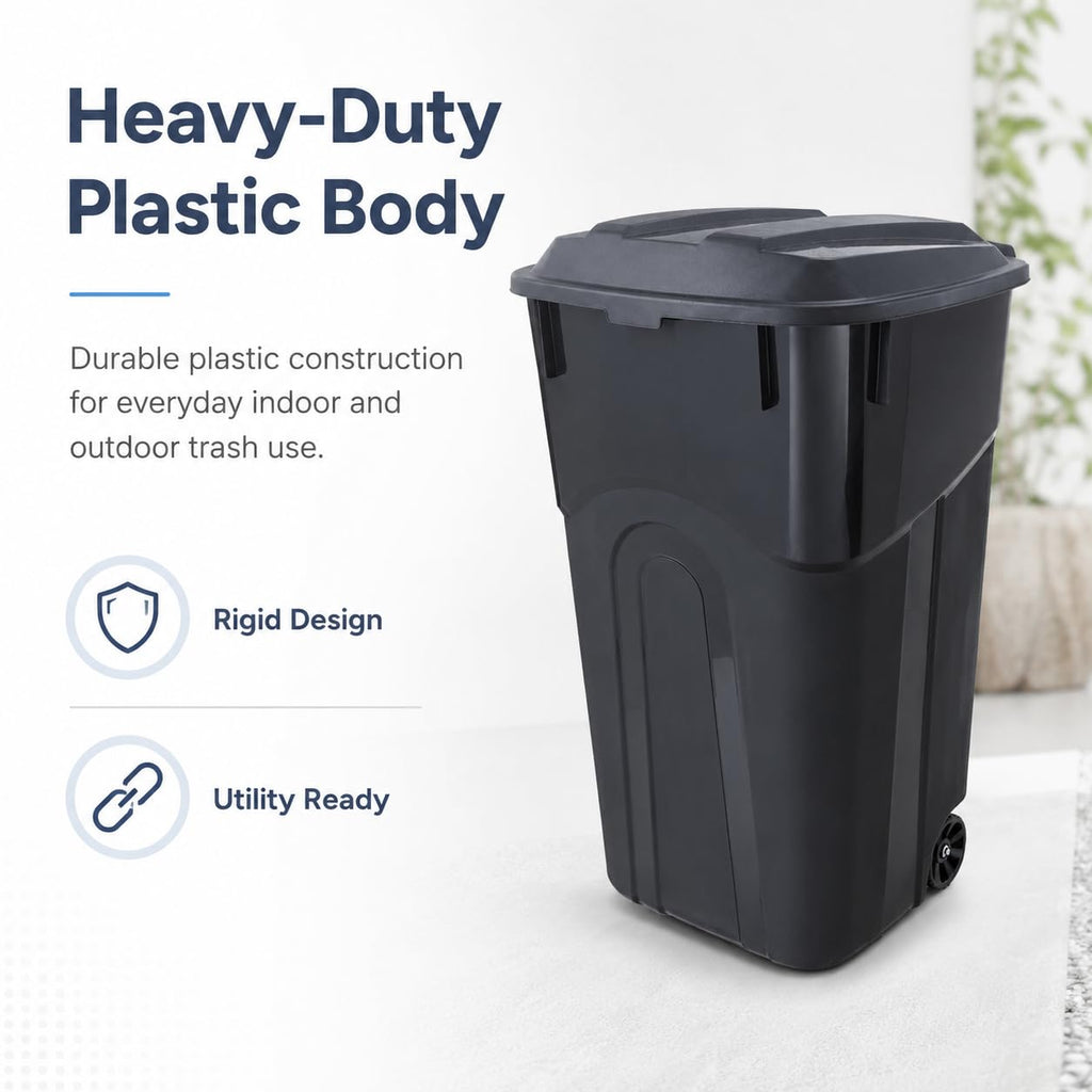 32-Gallon Heavy-Duty Wheeled Trash Can with Click-Lock Lid N73246
