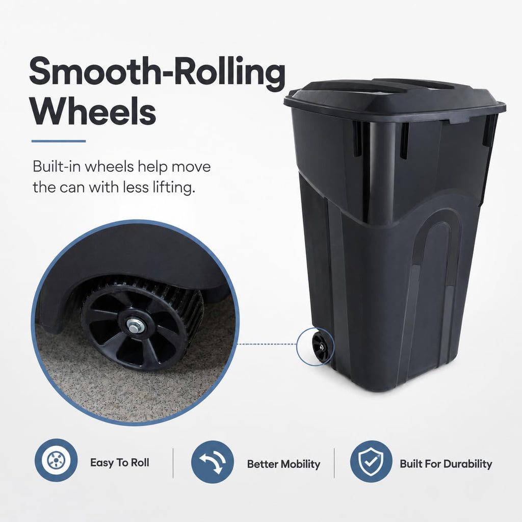 32-Gallon Heavy-Duty Wheeled Trash Can with Click-Lock Lid N73246