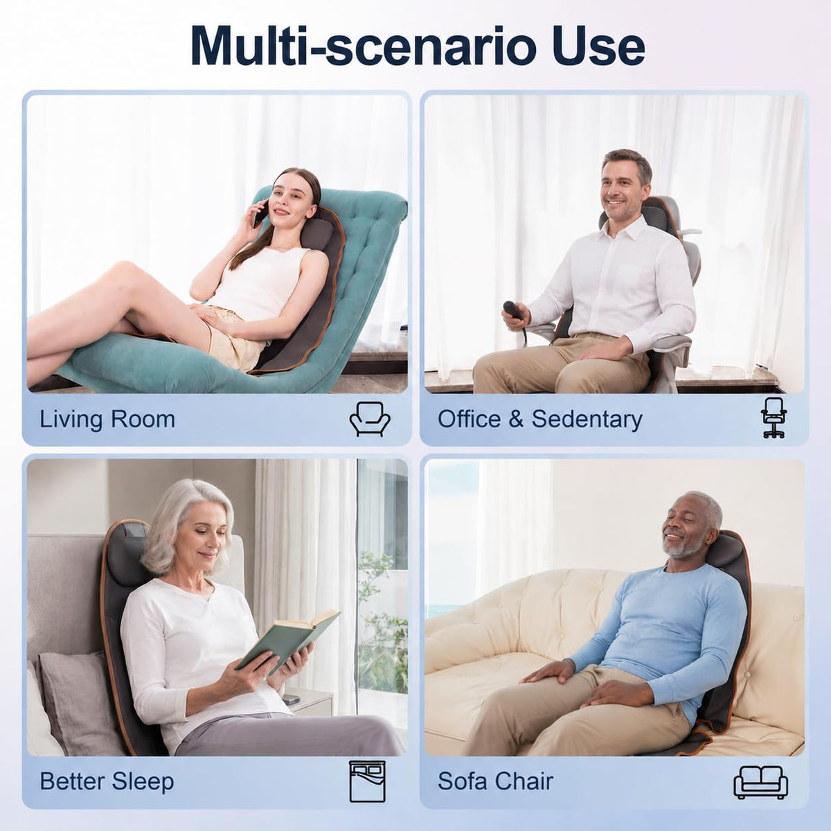 Vibration Back Massager with Heat, 8 Motor Massage Seat Cushion L1928