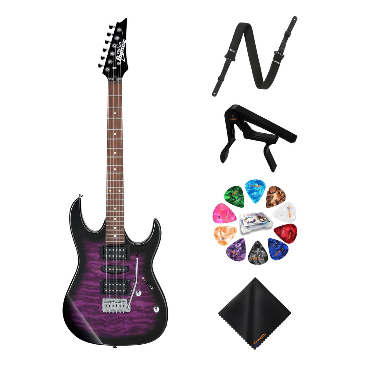 Transparent Violet Sunburst 6-String Solid-Body Electric Guitar R9977