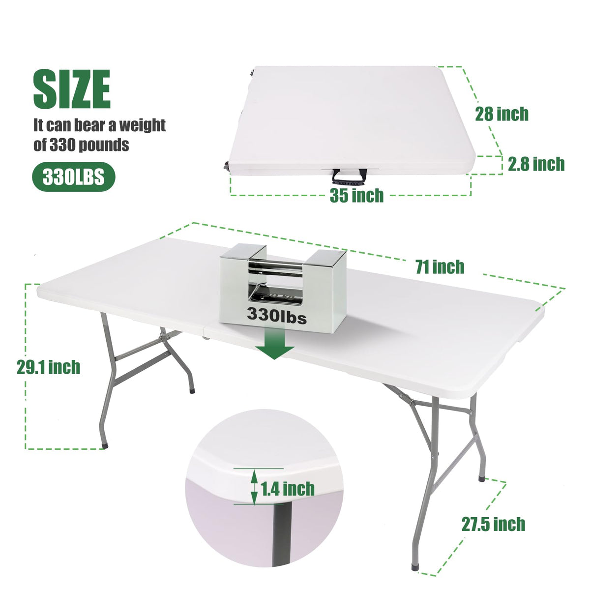 6FT Portable Folding Table with Black Tablecloth B7012