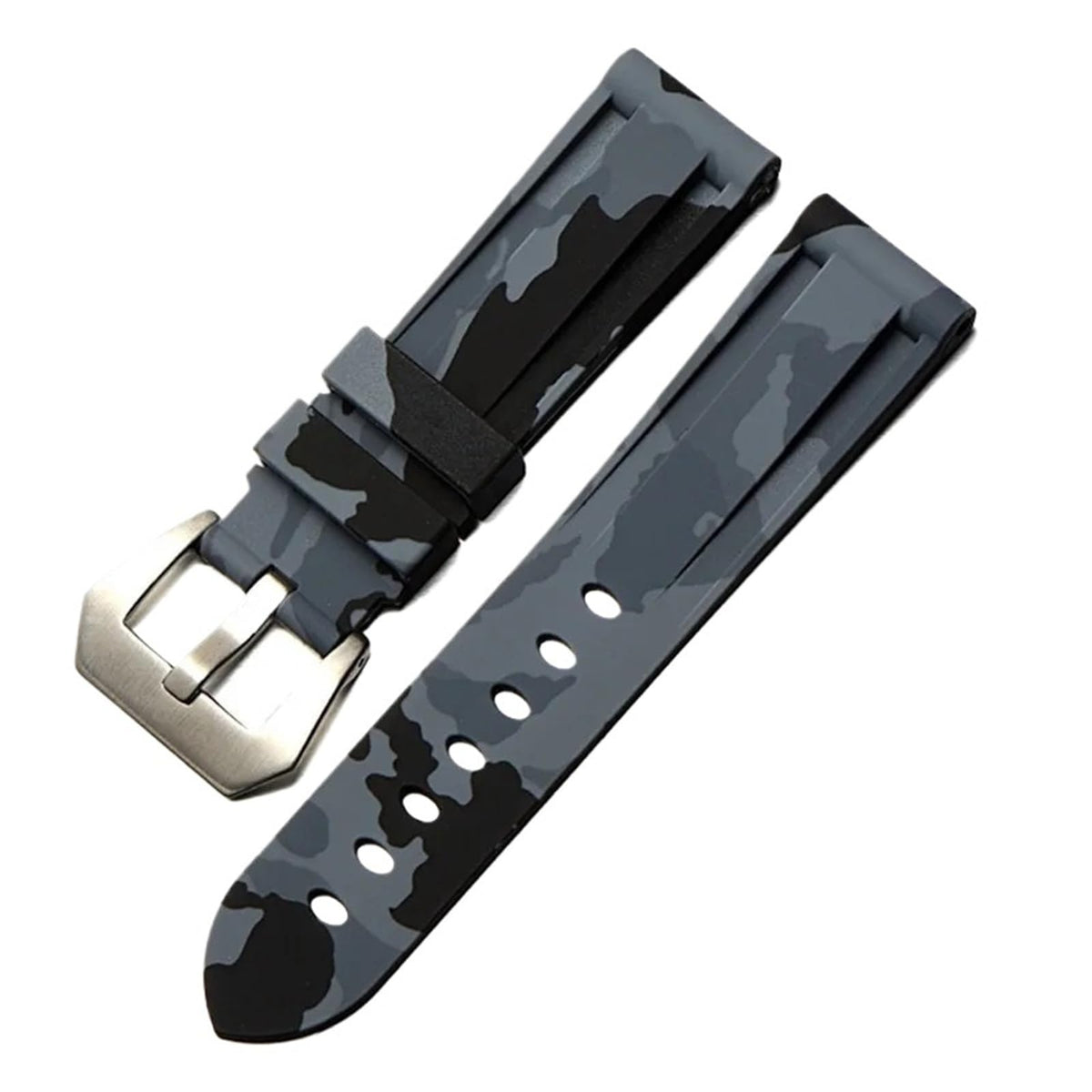 Camo Blue Grey Rubber Silicone Watch Band L85025