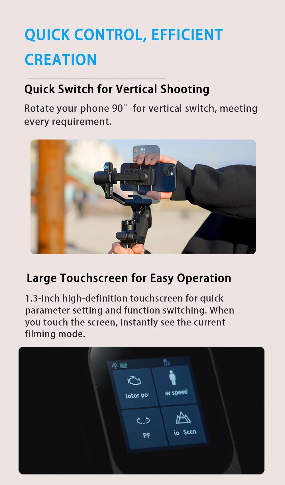 3-Axis Phone Gimbal Stabilizer with Integrated Grip N931115