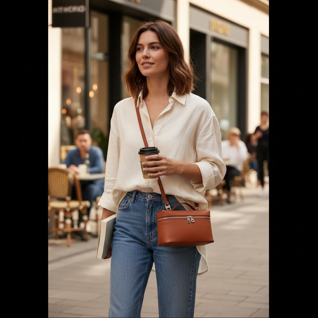 Small Genuine Leather Top-Handle Bag Y5939