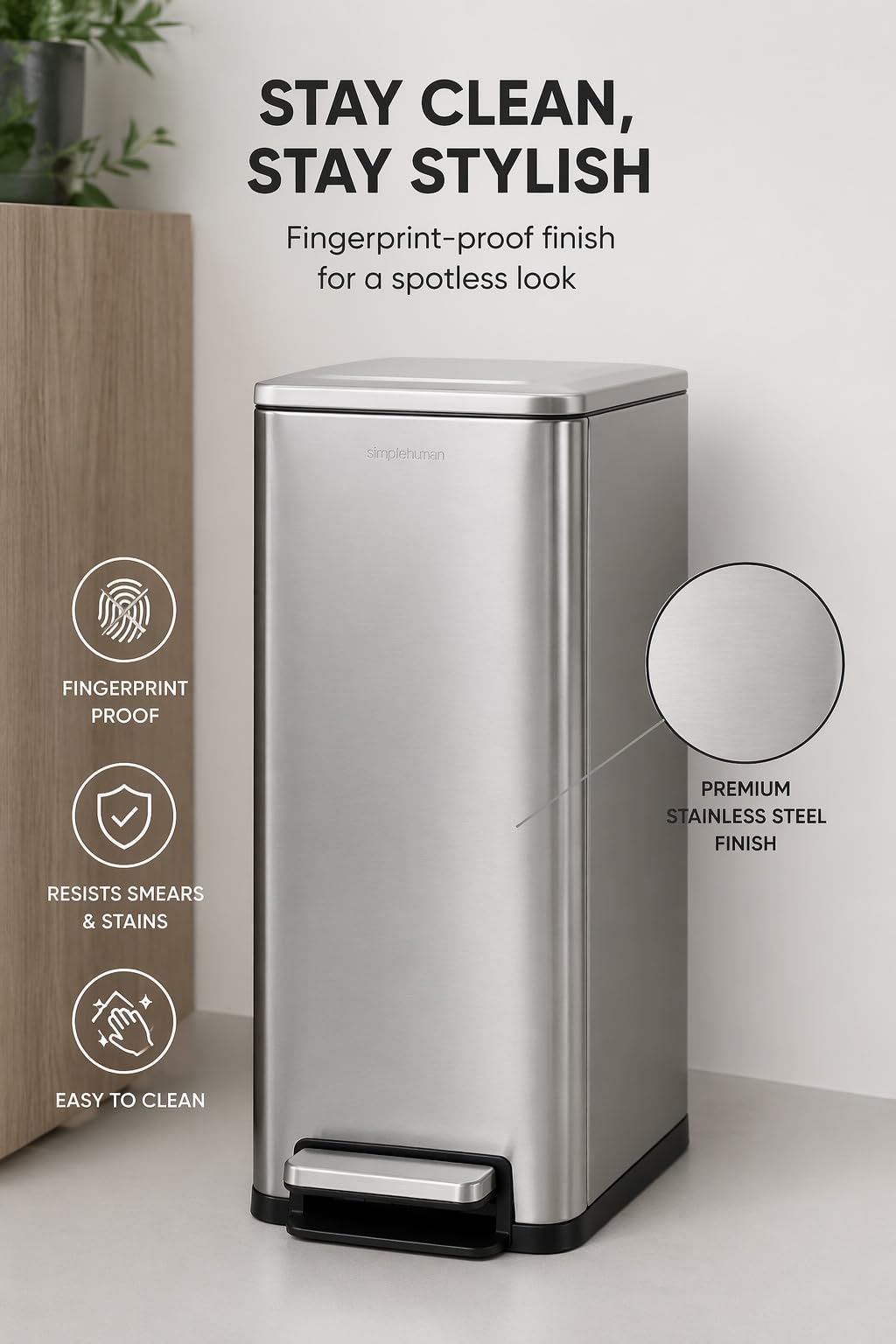 43L Dual Recycling Bin Stainless Steel A635974