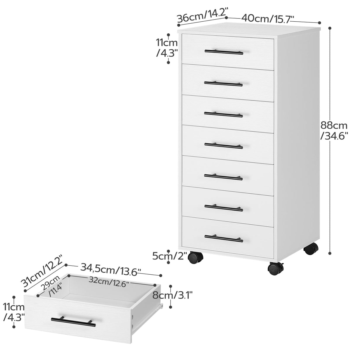 White 7 Drawer Wood File Cabinet X30088