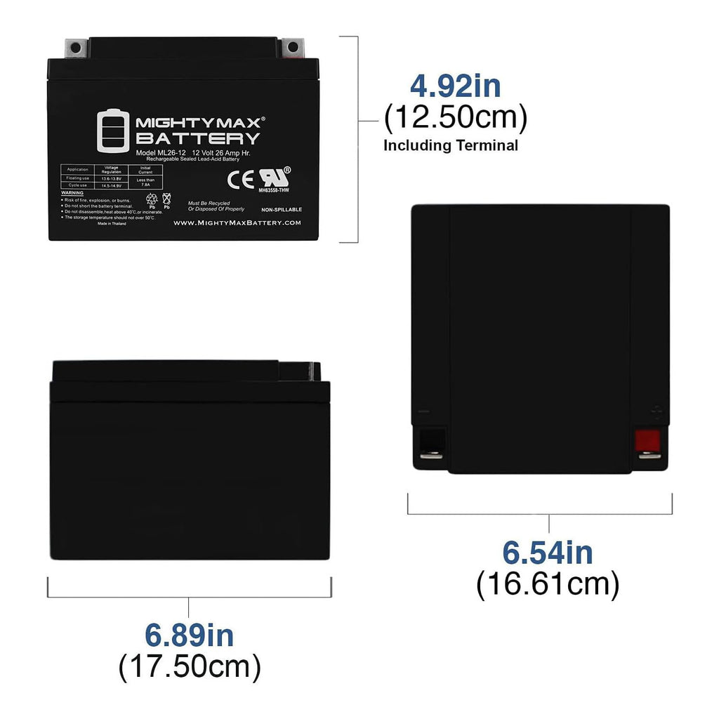 12V 26AH Sealed Lead Acid Battery 4 Pack R1245