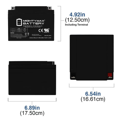 12V 26AH Sealed Lead Acid Battery 4 Pack R1245