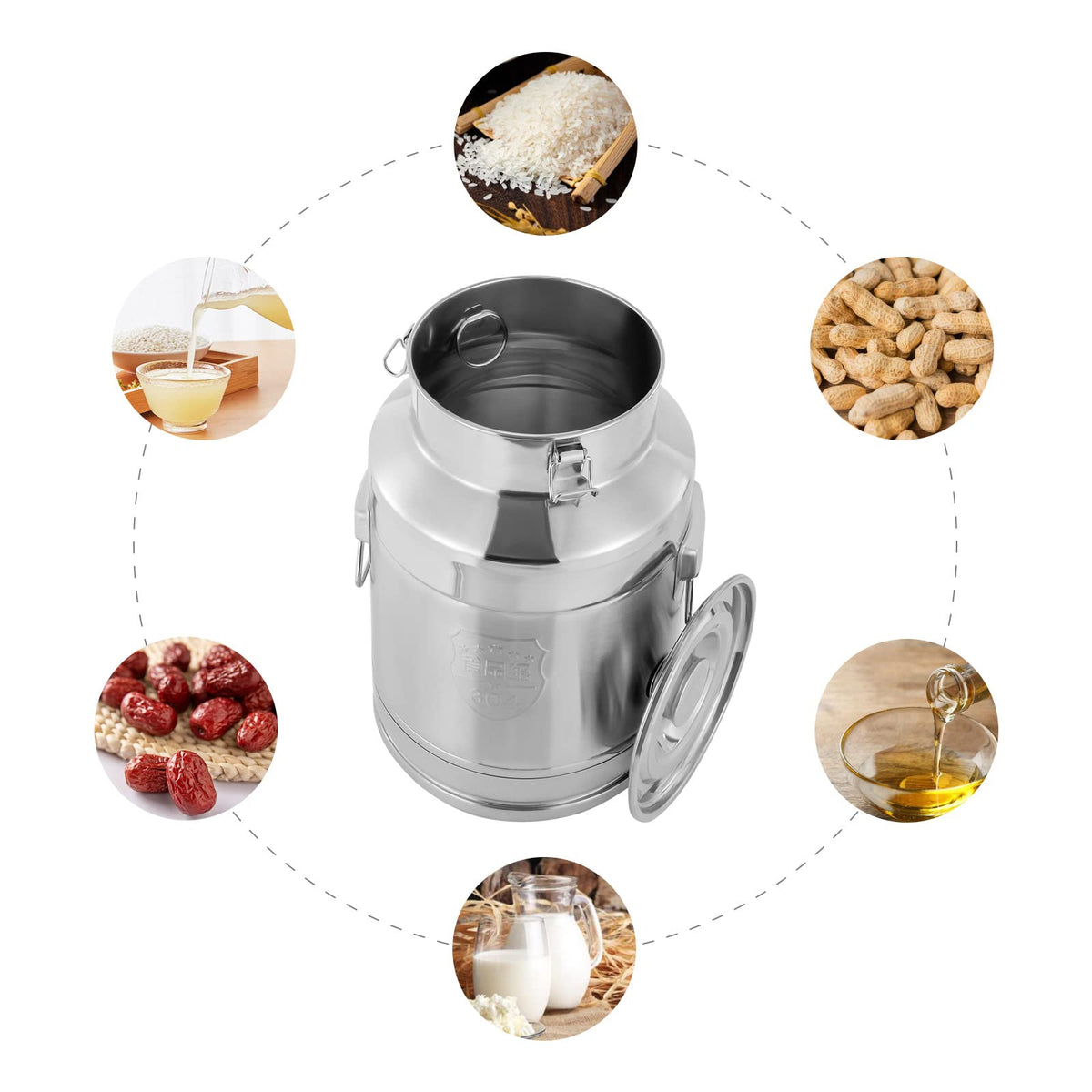 7 Gallon Stainless Steel Milk Can with Sealed Lid D58743