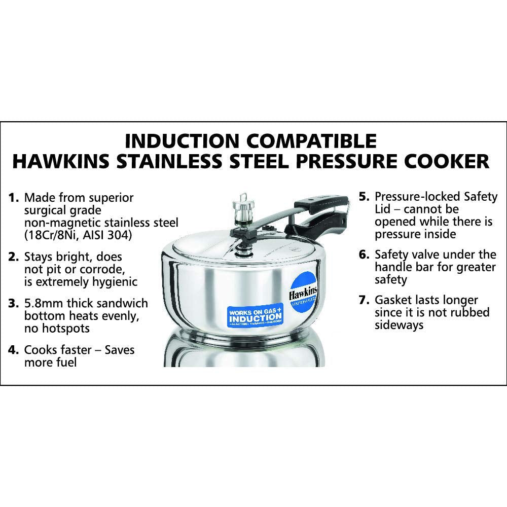 Stainless Steel Induction Compatible Pressure Cooker, 3 Litre A714765