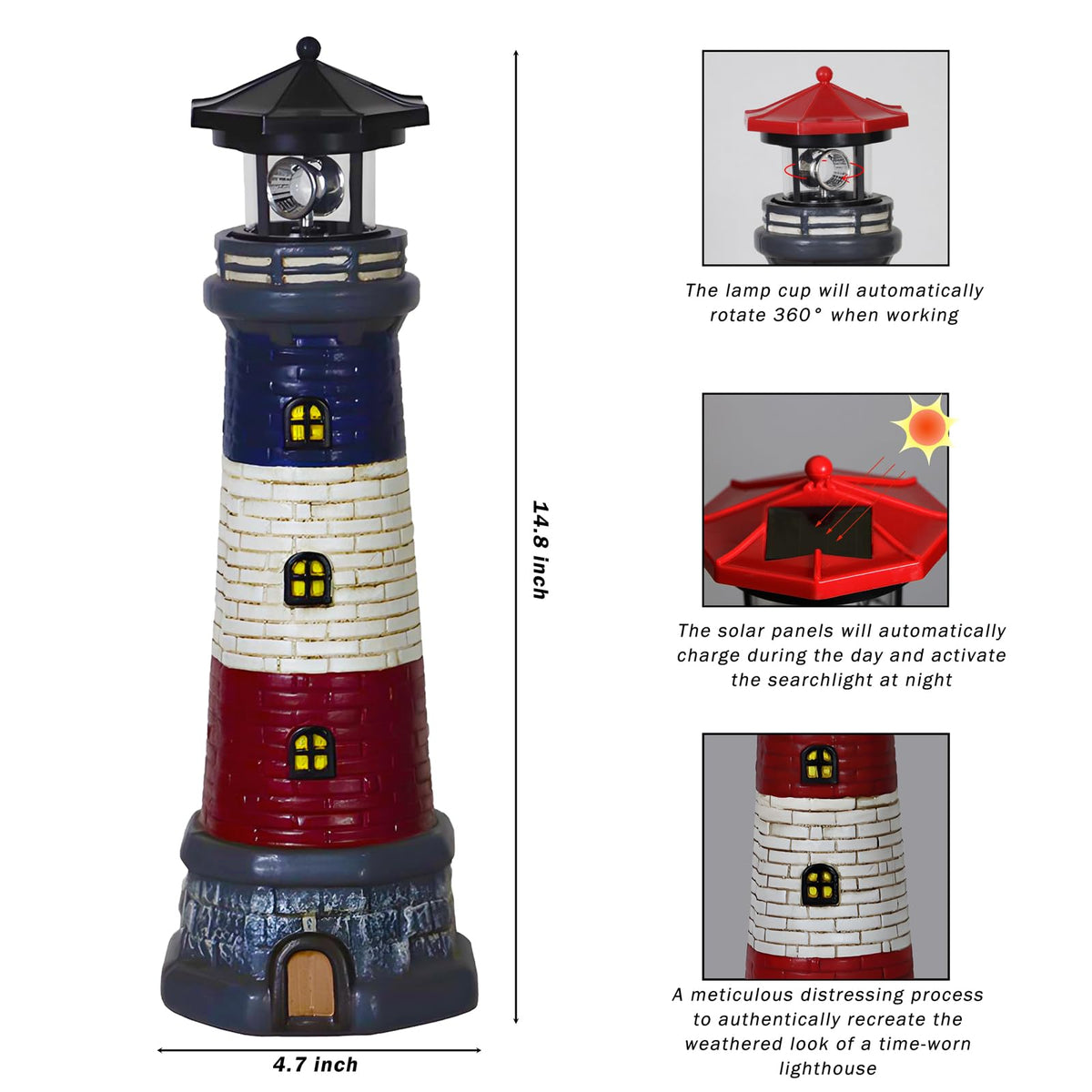 Solar Lighthouse Outdoor Garden Statue S9336