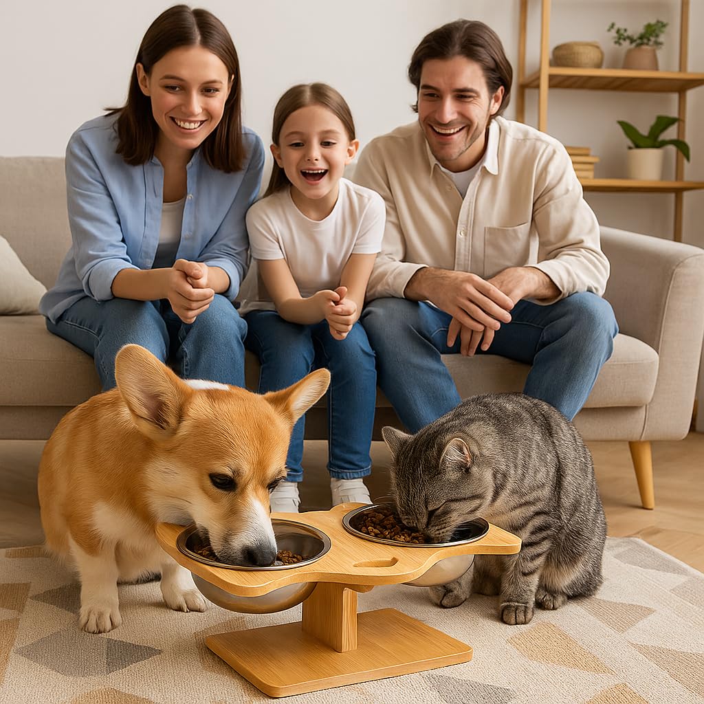 Elevated Stainless Steel Cat and Dog Bowl Set D3614