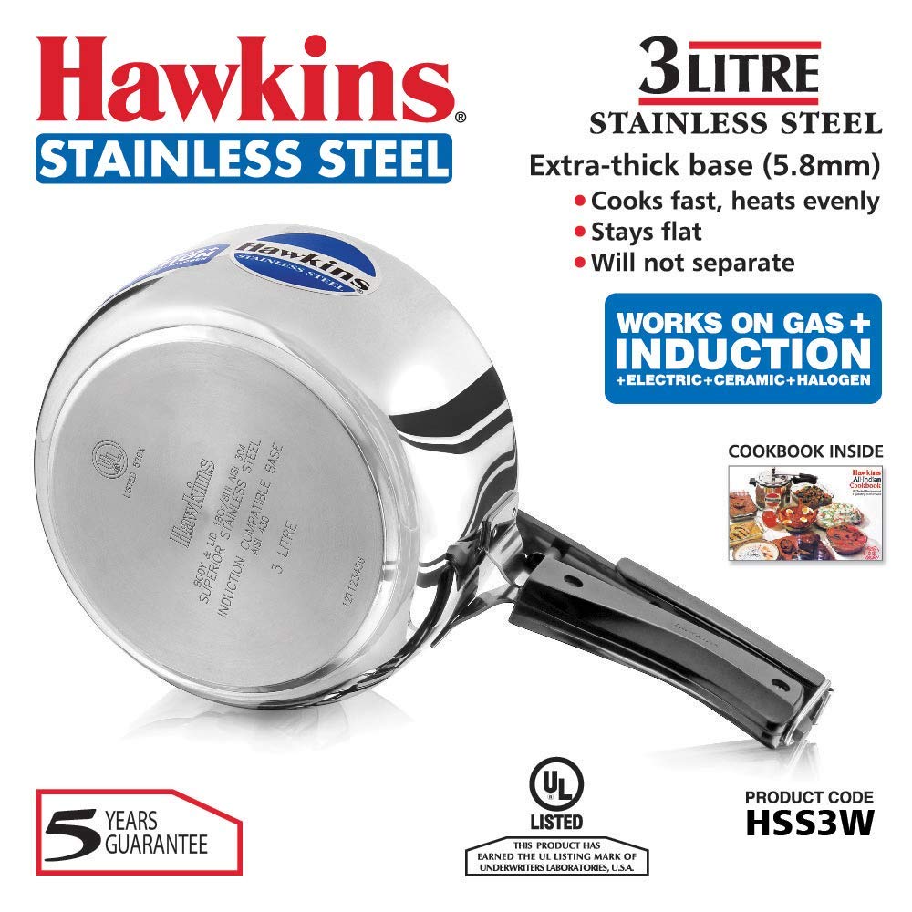 Stainless Steel Induction Compatible Pressure Cooker, 3 Litre A714765
