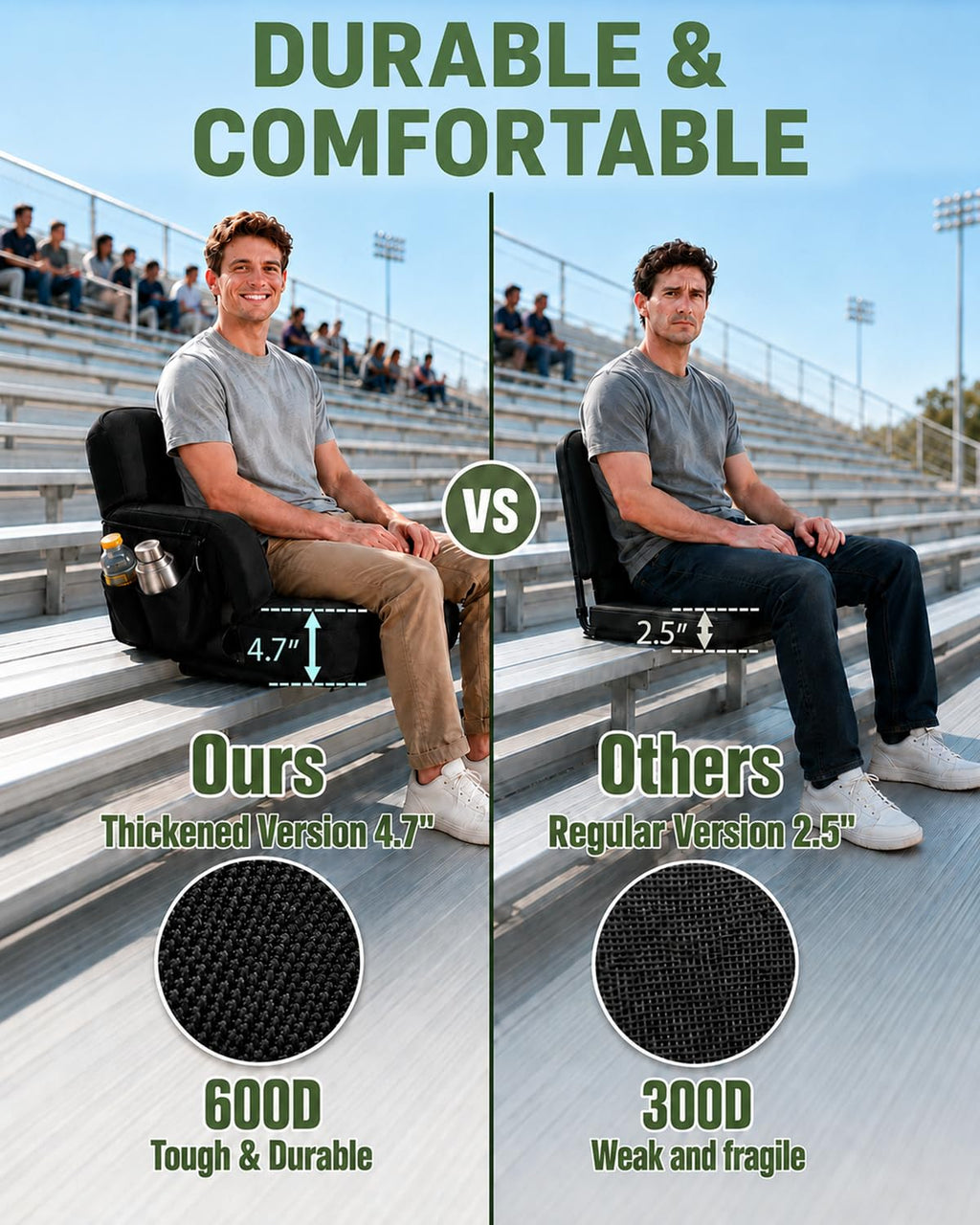 25" Wide Stadium Seats with Armrests & Back Support S33989