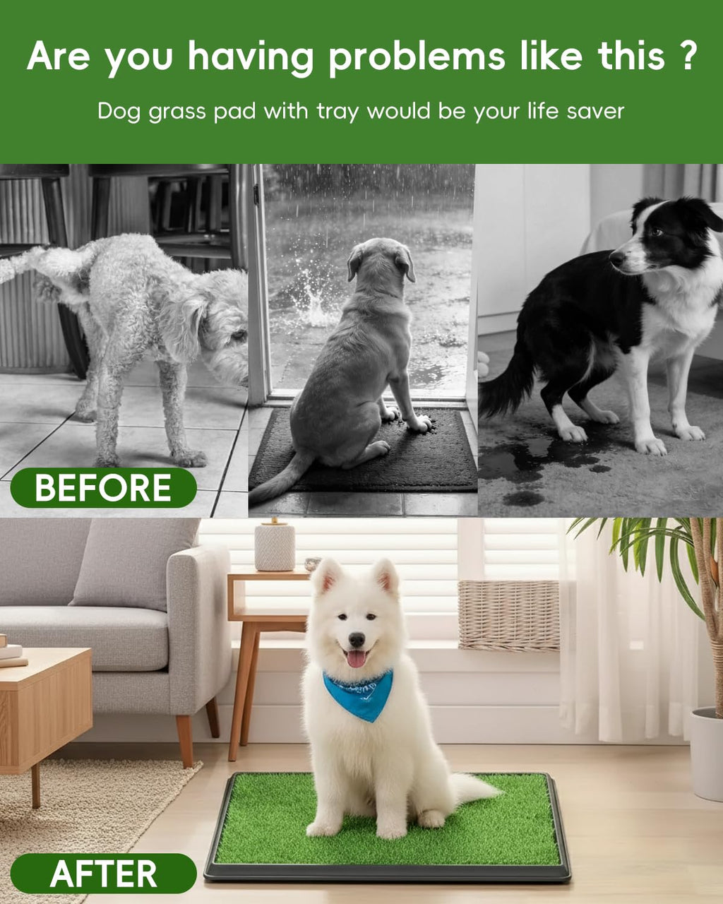 25" x 20" Artificial Grass Dog Potty Training Pad with Tray F798702