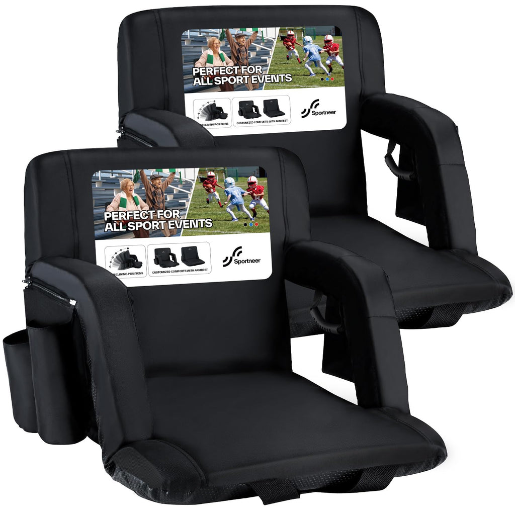 Stadium Seats with Back Support 2.5'' Thick Cushion 6 Adjustable Angle Bleacher Seat with Armrest R460