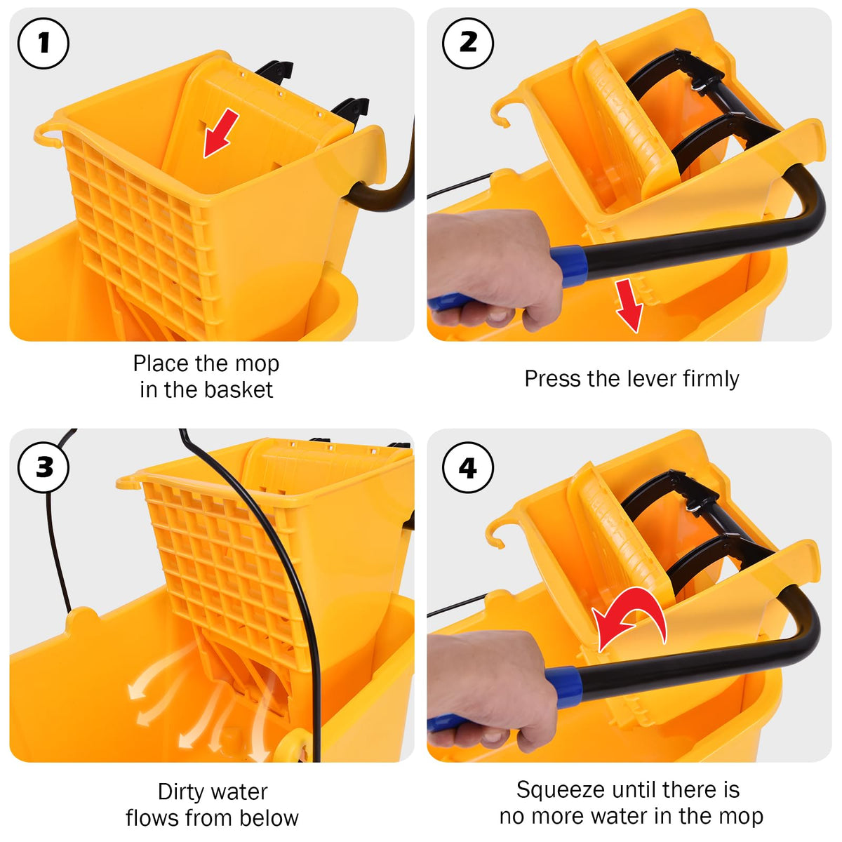 Yellow 35 Quart Commercial Mop Bucket with Wringer C80752