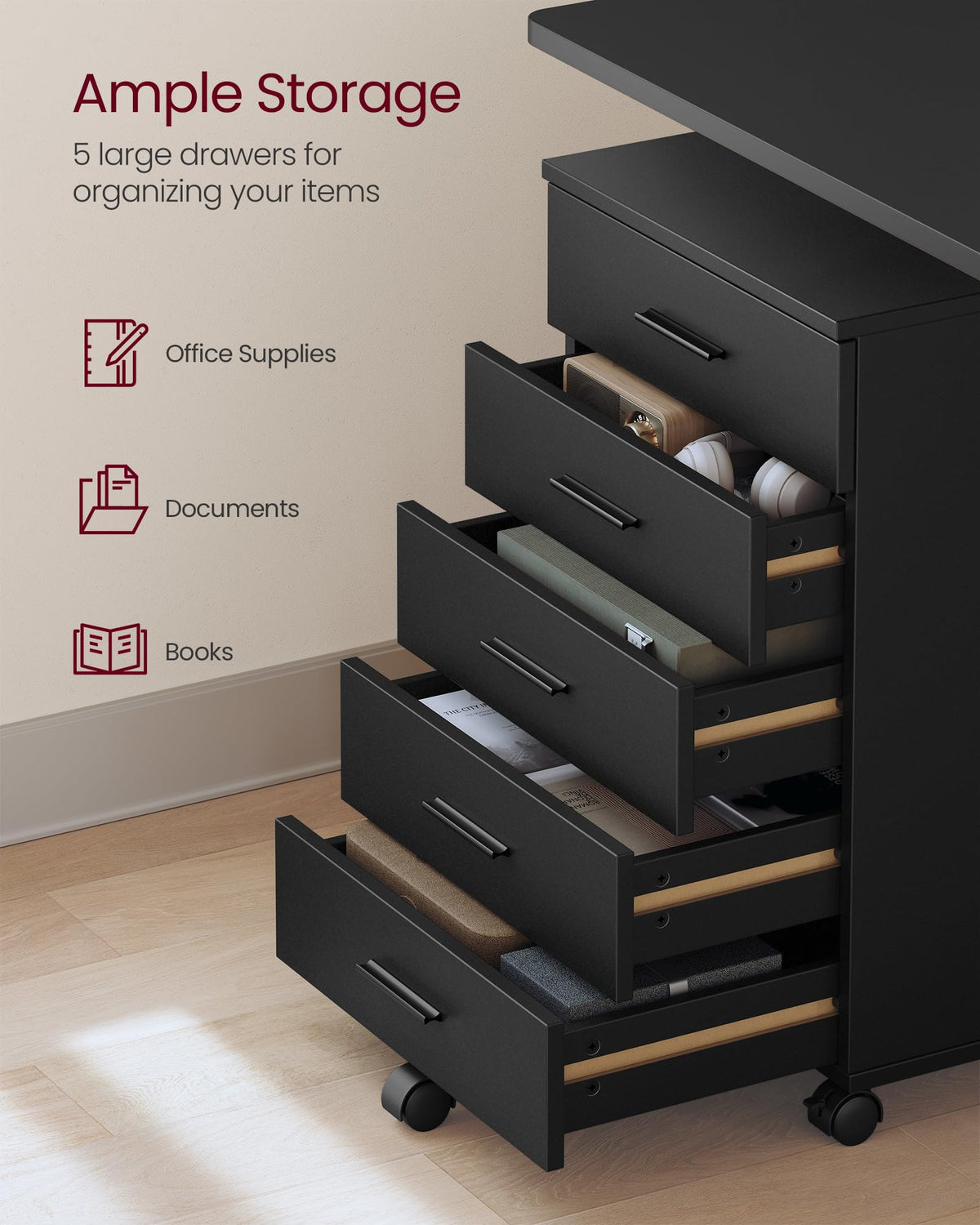Mobile Pedestal Filing Cabinet with Wheels X877