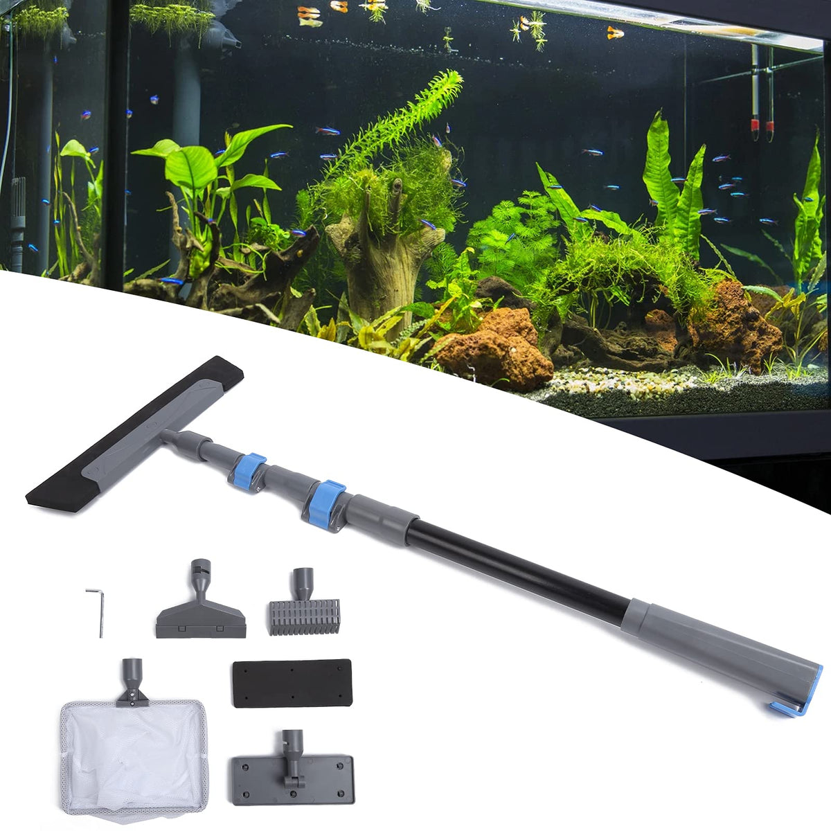 5 in 1 Aquarium Cleaning Tool Kit with Long Handle D693074