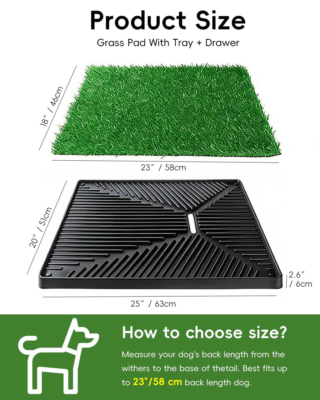 25" x 20" Artificial Grass Dog Potty Training Pad with Tray F798702