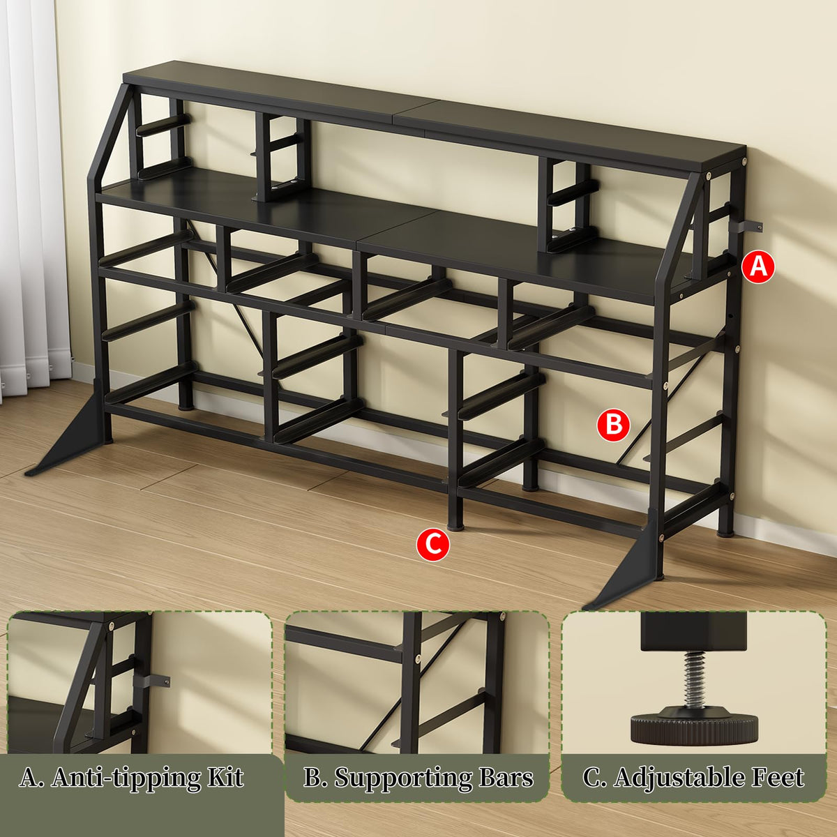 55" Black 14 Drawer Fabric Dresser with Open Shelf F169708